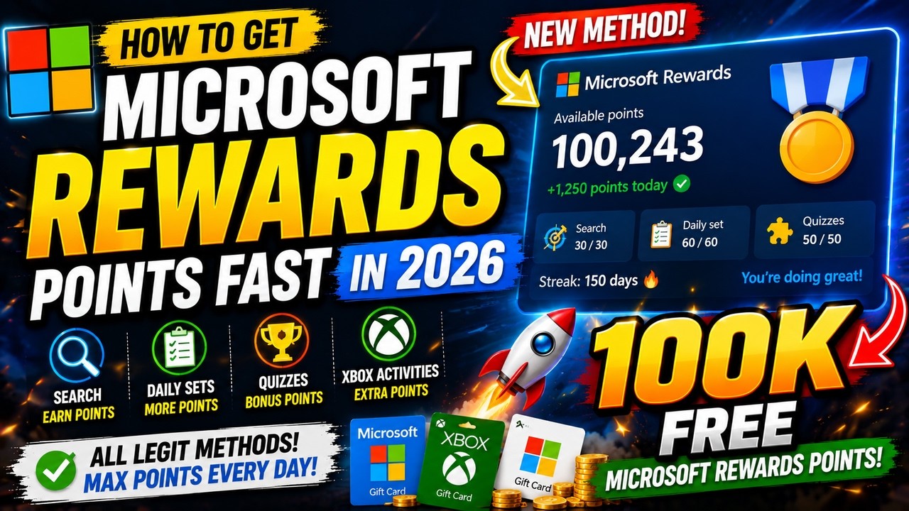 Как быстро получить баллы Microsoft Rewards в 2026 году 🔥 НОВЫЕ 100 000 БЕСПЛАТНЫХ баллов Microso...