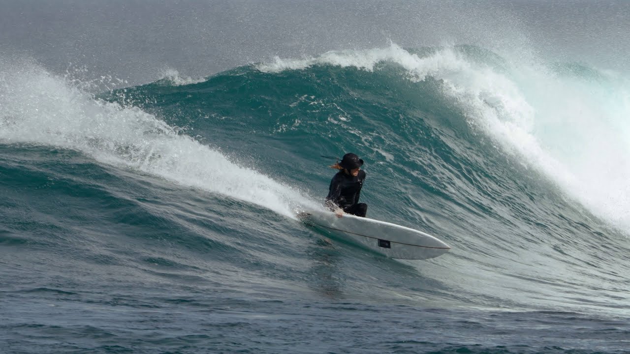 Beau Cram surfing on a Chris Christenson Long Fish (Phish)