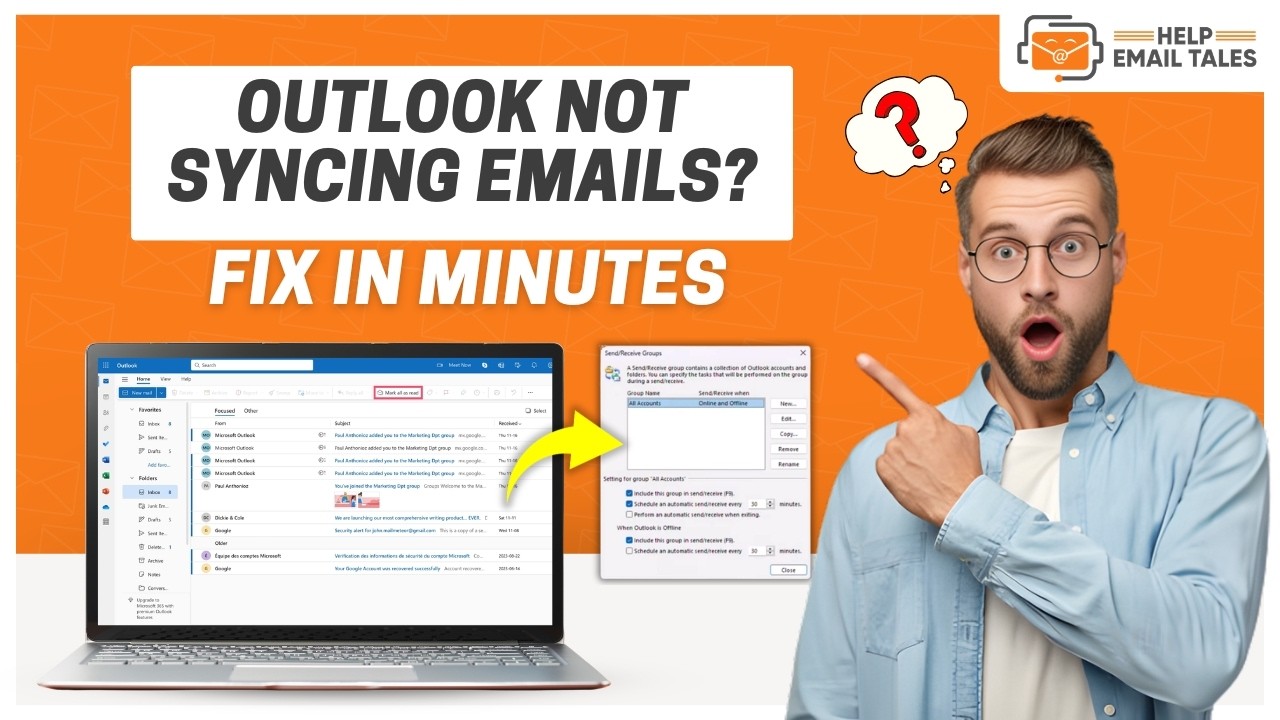 Outlook Not Syncing Emails - Fix in Minutes | Help Email Tales