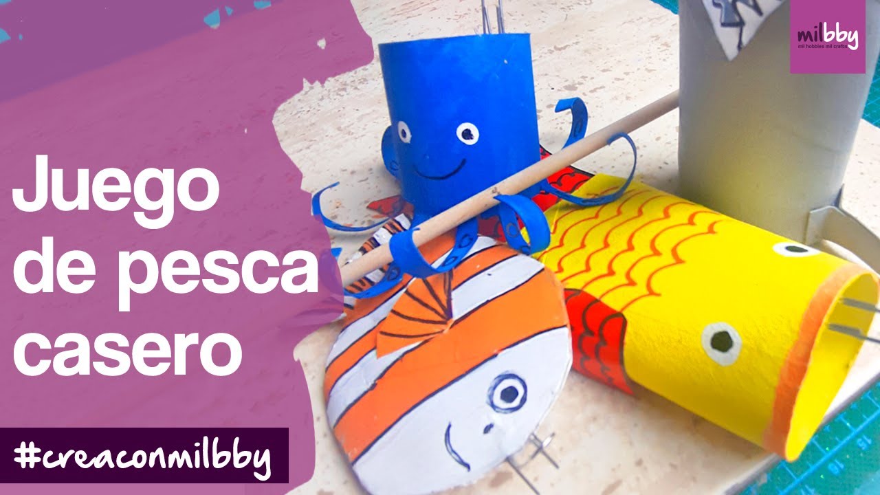 Juego de Pesca Casero DIY 🐟 Manualidades con Rollos de Papel Higiénico Fáciles para Niños