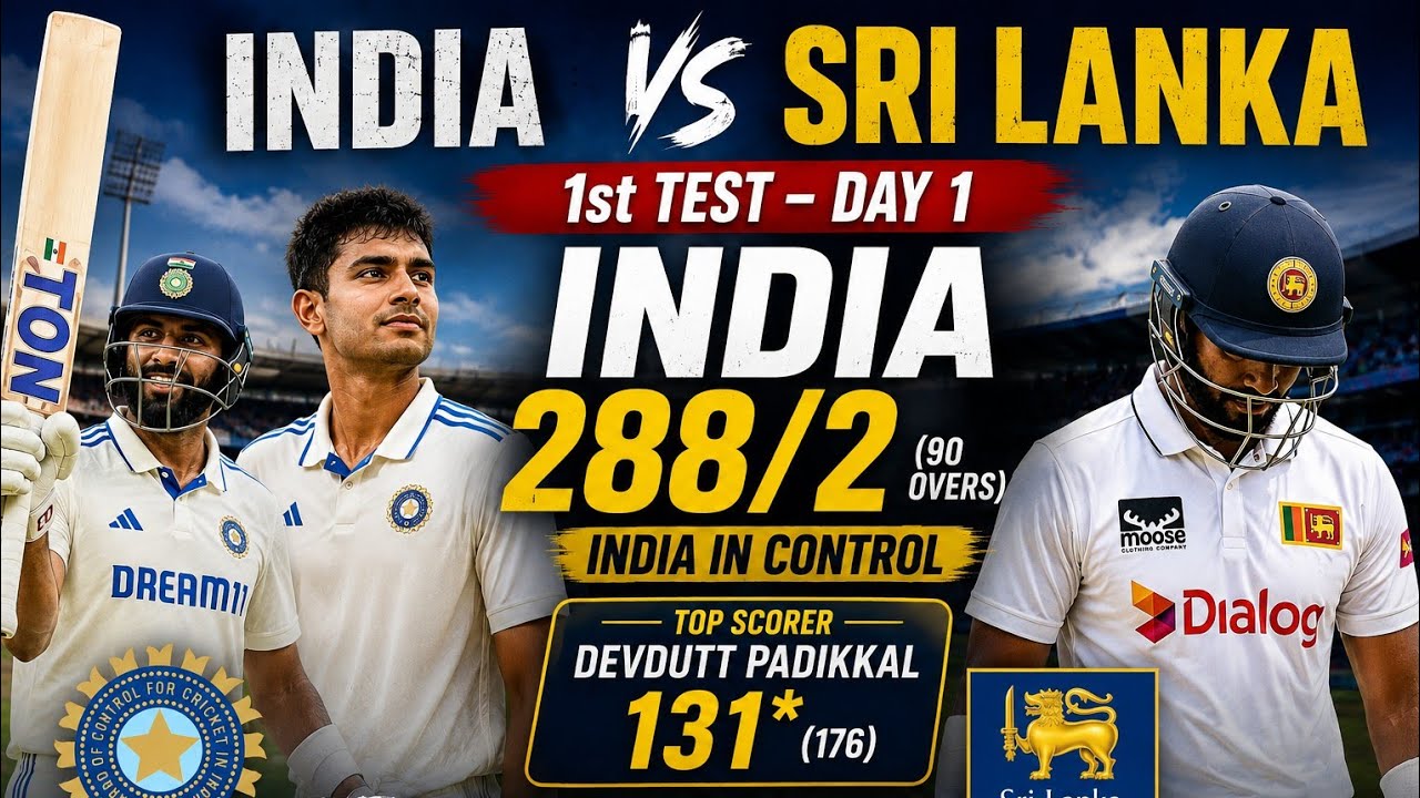 Devdutt Padikkal Maiden Test Century! 🔥 India vs Sri Lanka Day 1 Highlights 2026