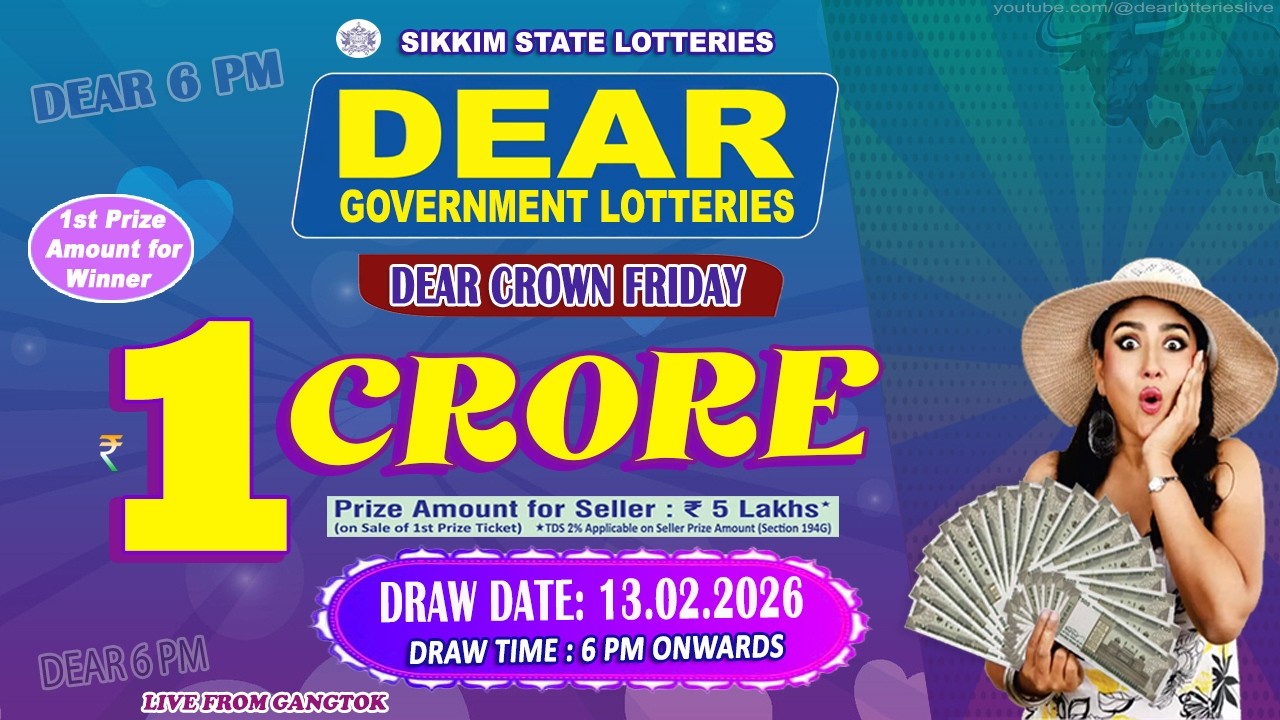 LOTTERY LIVE DEAR 6 PM 13.02.2026 SIKKIM STATE LOTTERY LIVE DRAW LOTTERY SAMBAD LIVE FROM GANGTOK