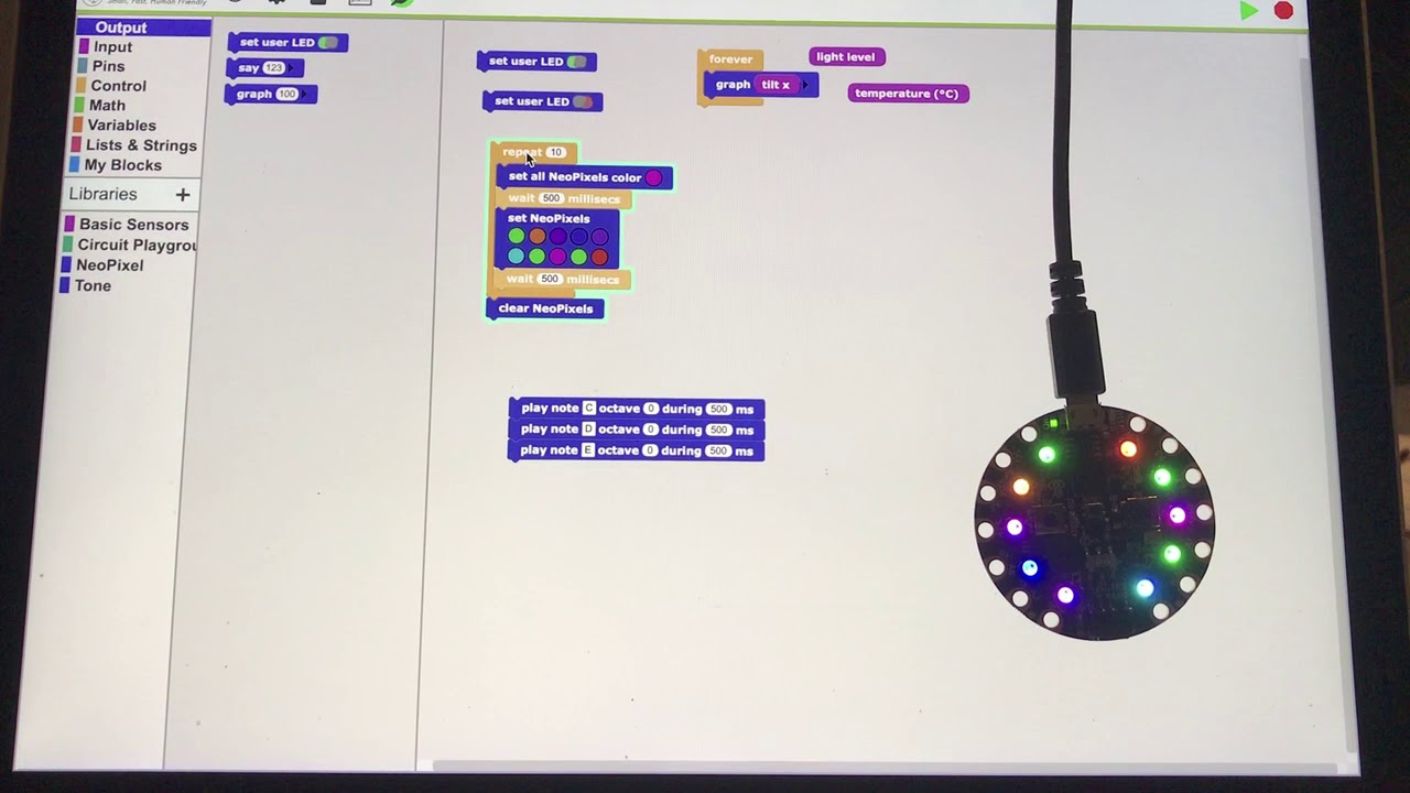 MicroBlocks for Adafruit Circuit Playground Express (CPX)