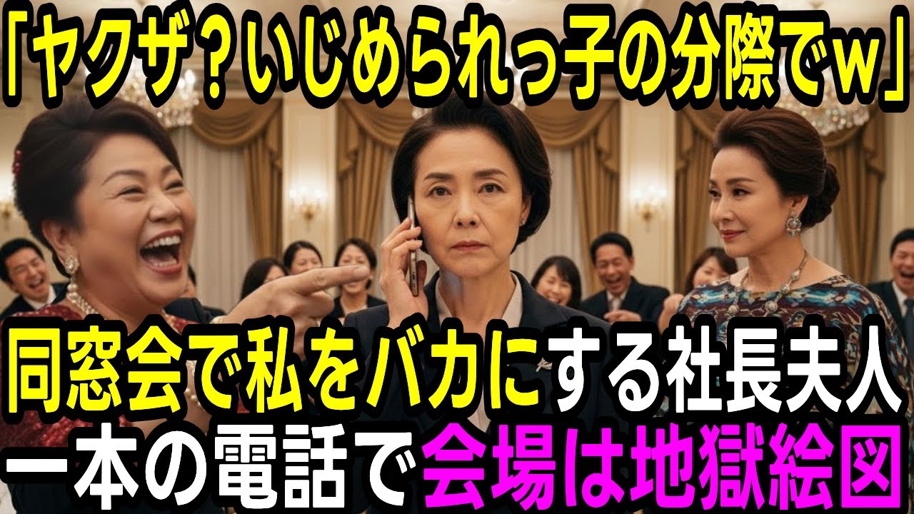 「ヤクザ？いじめられっ子の分際でｗ」同窓会で嘲笑された私(60歳)。直後、黒塗りの高級車50台が集結し正体判明 [スカッと]
