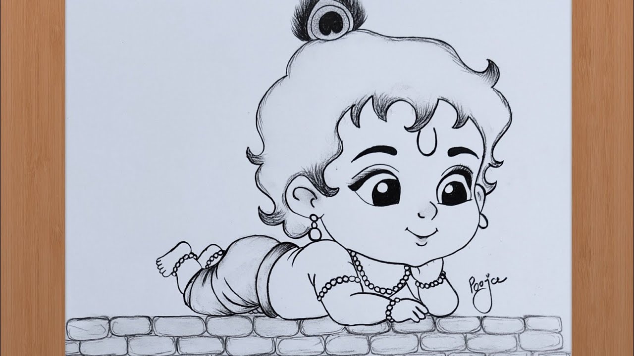 Shree Krishna Drawing For Beginners | How to Draw Krishna Easy | Chitra