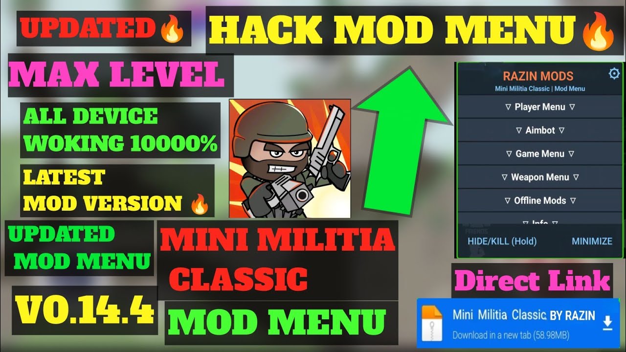 Новое мини-милиционное классическое VIP-мод-меню apk v0.14.3 💥64bit