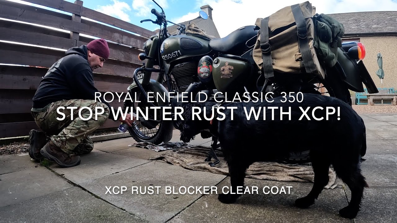 Средство для подготовки к зиме Royal Enfield Classic 350 от ржавчины, часть 2; прозрачный лак от ...