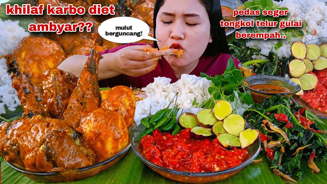 DITAHAN MAKIN NAMBAH⁉️ GULAI ASAM PEDAS IKAN TONGKOL CAMPUR TELUR SAMBAL DAN LALAPAN JENGKOL MENTAH 