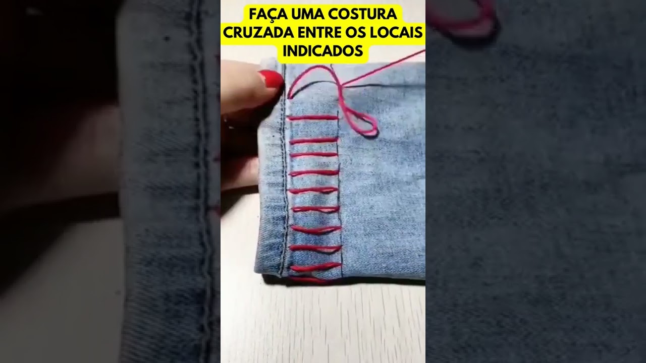 Truque de Costureira! Como Fazer Bainha de Cal&ccedil;a na M&atilde;o #Shorts