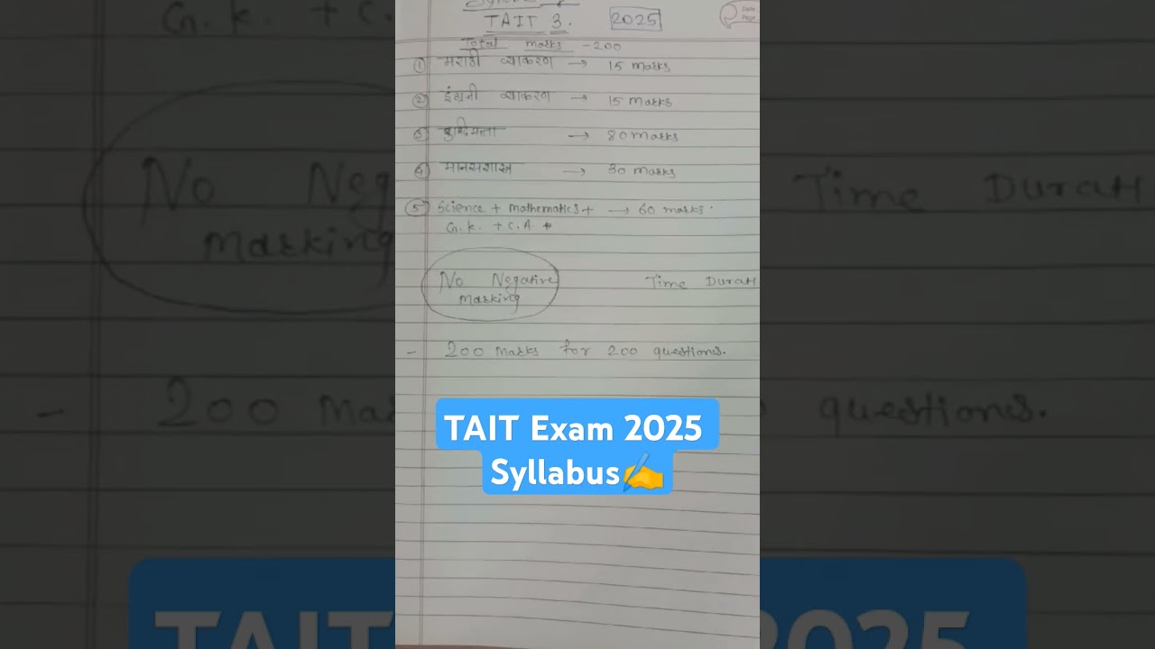 TAIT Syllabus 2025 #taitexamsubjects #exampreparation #syllabus #maths