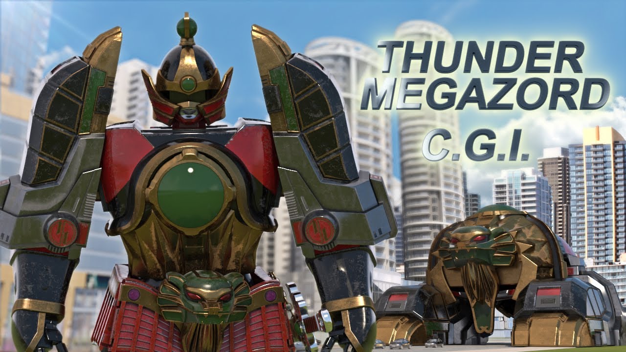 Thunder Megazord fight / Dairenoh 3d model animation test CGI battle (fanfilm)