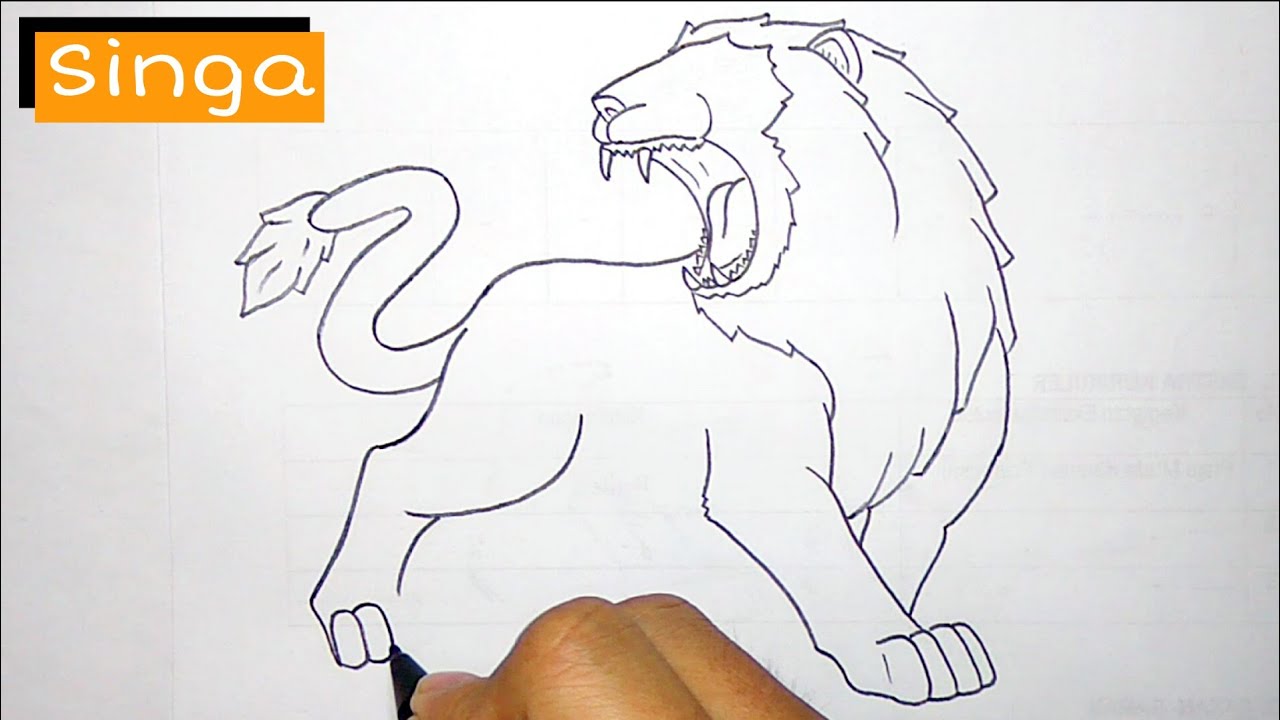 TUTORIAL MENGGAMBAR SINGA | SINGA MENGAUM | HOW TO DRAW LION