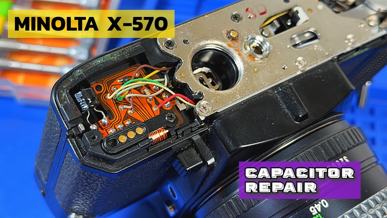 Нет затвора, застрял рычаг перемотки, замена конденсатора &mdash; ремонт Minolta X-570