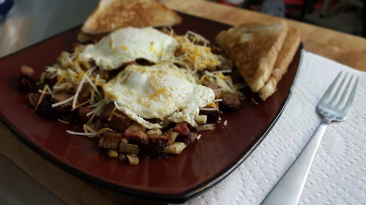 #Breakfast #HashandEggs Smoked Brisket Hash & Eggs