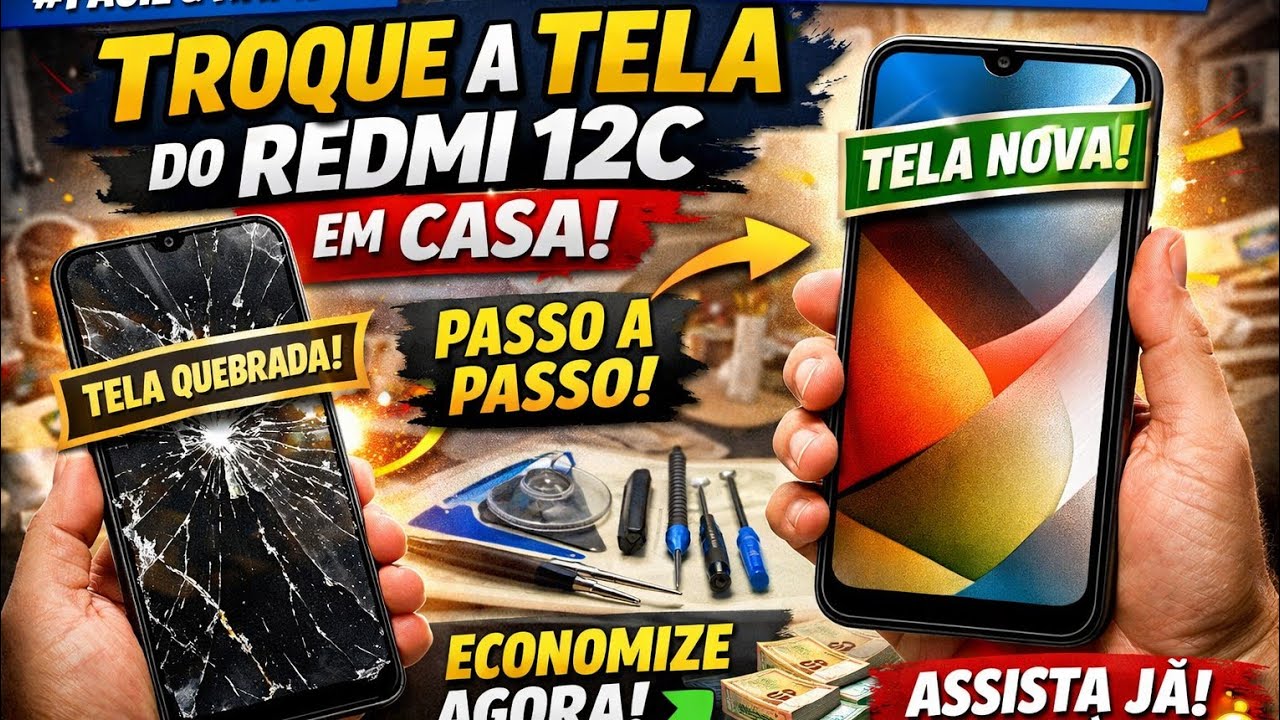 👉 Troque a TELA do Redmi 12C em CASA (Fácil e Barato!)#Redmi12C #Xiaomi #TrocaDeTela #ConsertoCelula