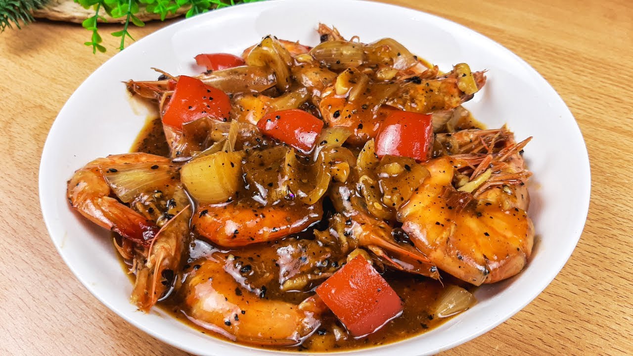 Resep Masak Udang Yang Simple || Resep Udang Saos Lada Hitam Yang Enak