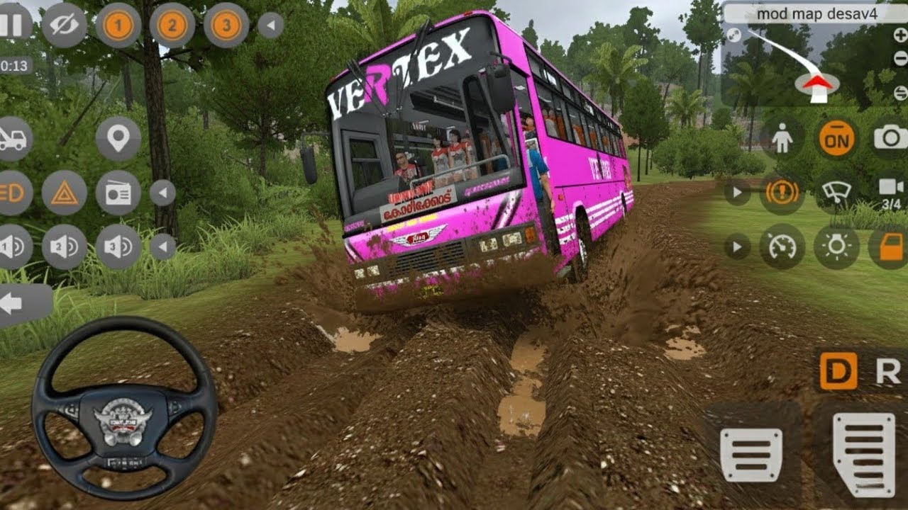 BUSSID Off-Road Gameplay: Driving a Kerala Bus through Deep Mud!