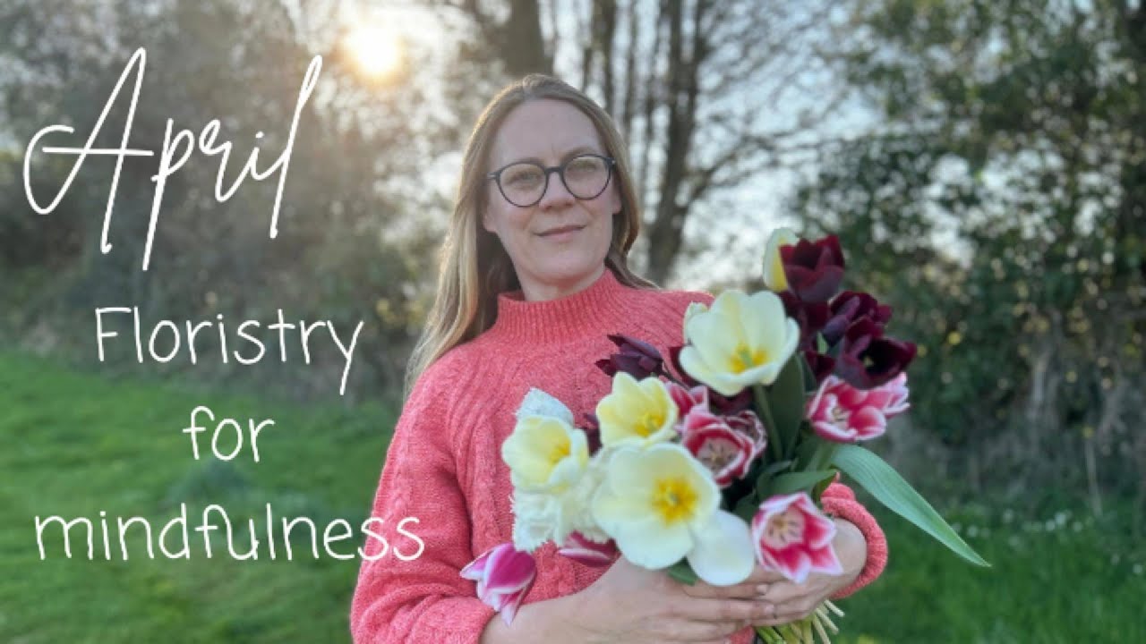 Floristry for mindfulness. Cutting and arranging flowers fresh from the garden in April