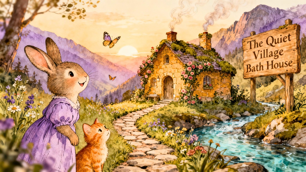 The Quiet Village Bath House 🌿 | Relaxing Storybook Folk Music