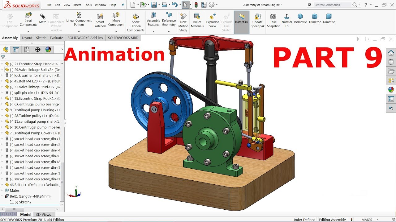 Solidworks Tutorial Animation of Steam Engine Part 9