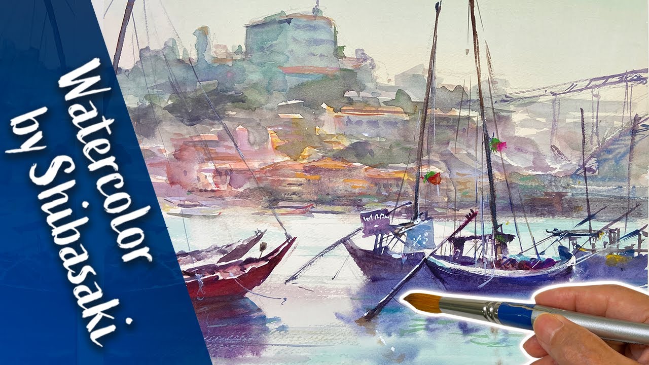 [Eng sub] Watercolor demonstration | Duero River in Portugal / sketching trip with me.