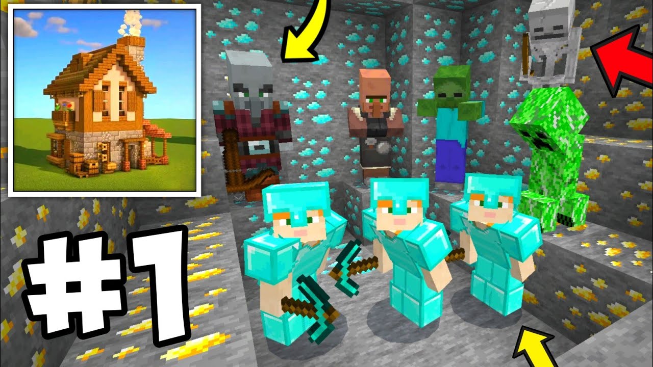 Diamonds & Villages Pixel Craft Legends Multiplayer Survival Series - Walkthrough Gameplay Part 1