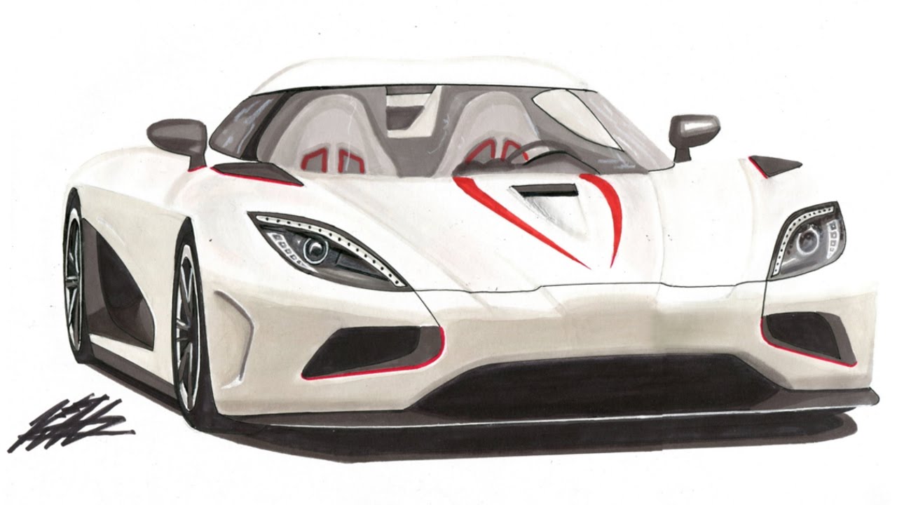 Realistic Car Drawing - Koenigsegg Agera R - Time Lapse