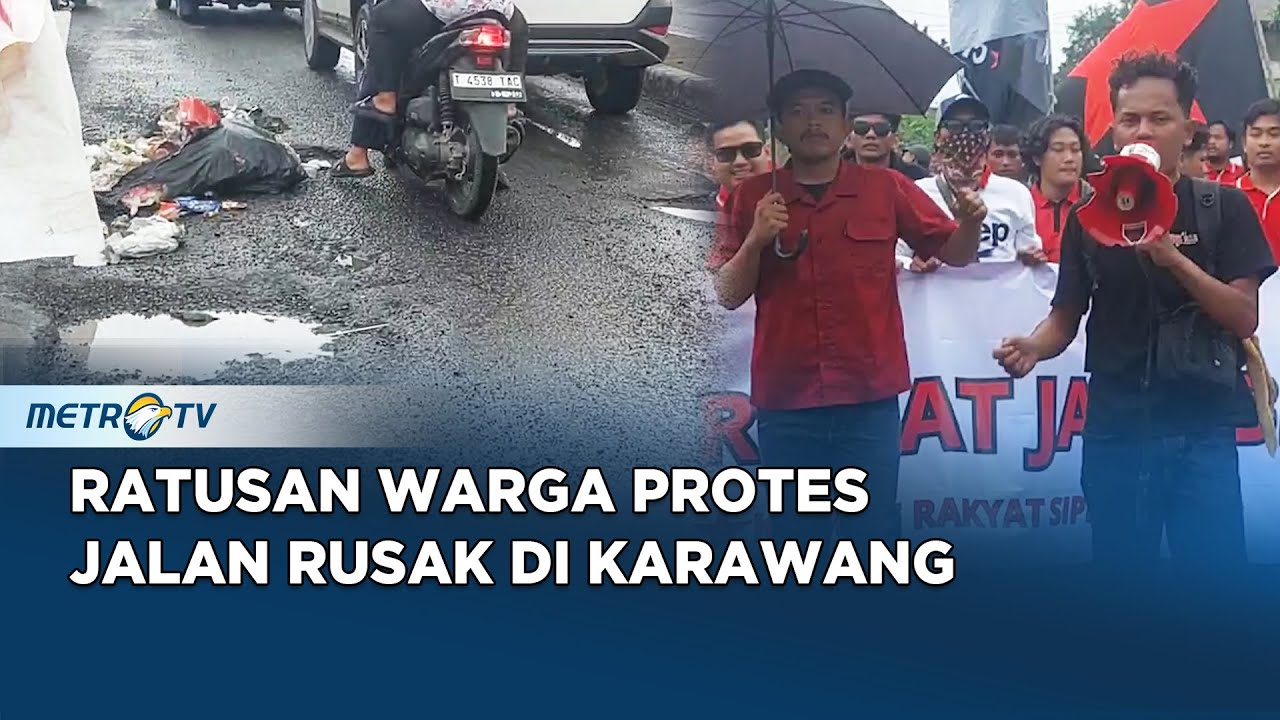 Ratusan Warga Demo Jalan Rusak, Blokade Jalur Pantura Karawang