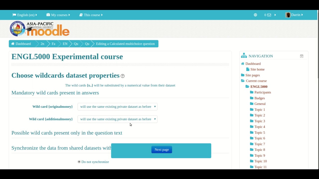 Calculated Multiple Choice Questions in Moodle
