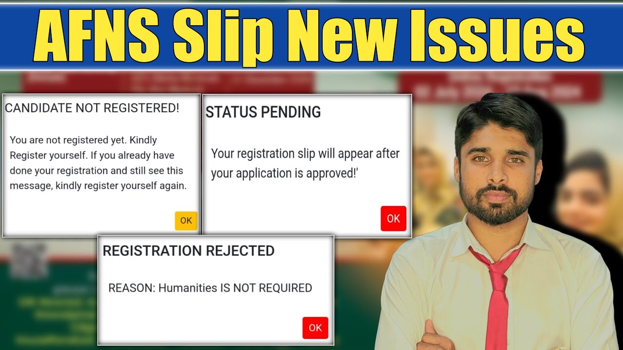 AFNS Roll Number Slip Status Pending | AFNS Candidate Not Registered