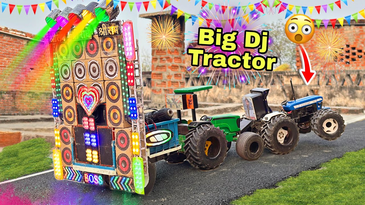 Mini Dj Tractor Setup Loading at-home by Cardboard Making Dj Tractor trolley | mini di wala dj gadi