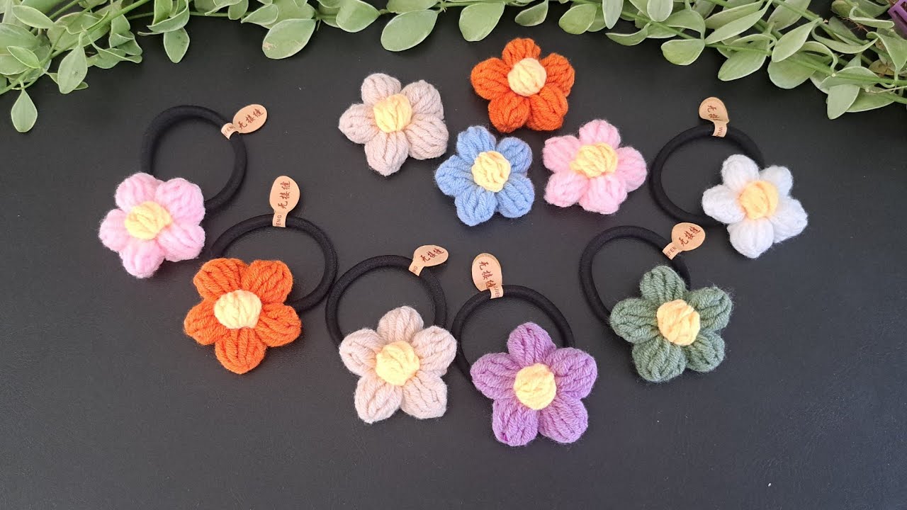 🌸  Super Cute Crochet Flowers Hair ties 🌸 🌸 Crochet Gifts Ideas🌸🌼🌸