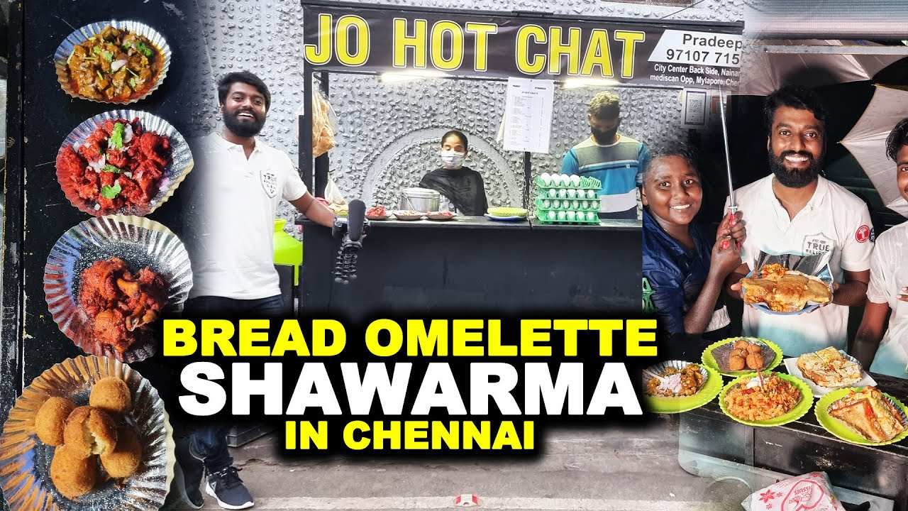BEST EVER !! Bread Omelette Shawarma - Rainy Night Street Foods of Chennai