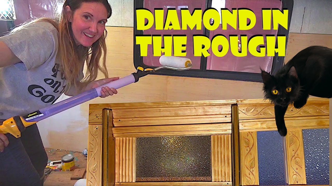 Camper Makeover ep 2 Lighted Cabinet Construction with Kitty Cabana
