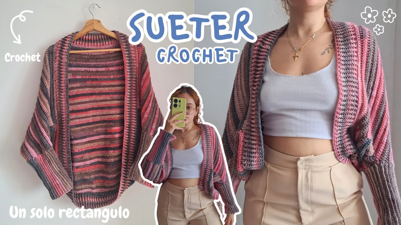 ✨SUÉTER a CROCHET |🌸 TUTORIAL CHUNKY RECTANGULAR , PASO A PASO super facil