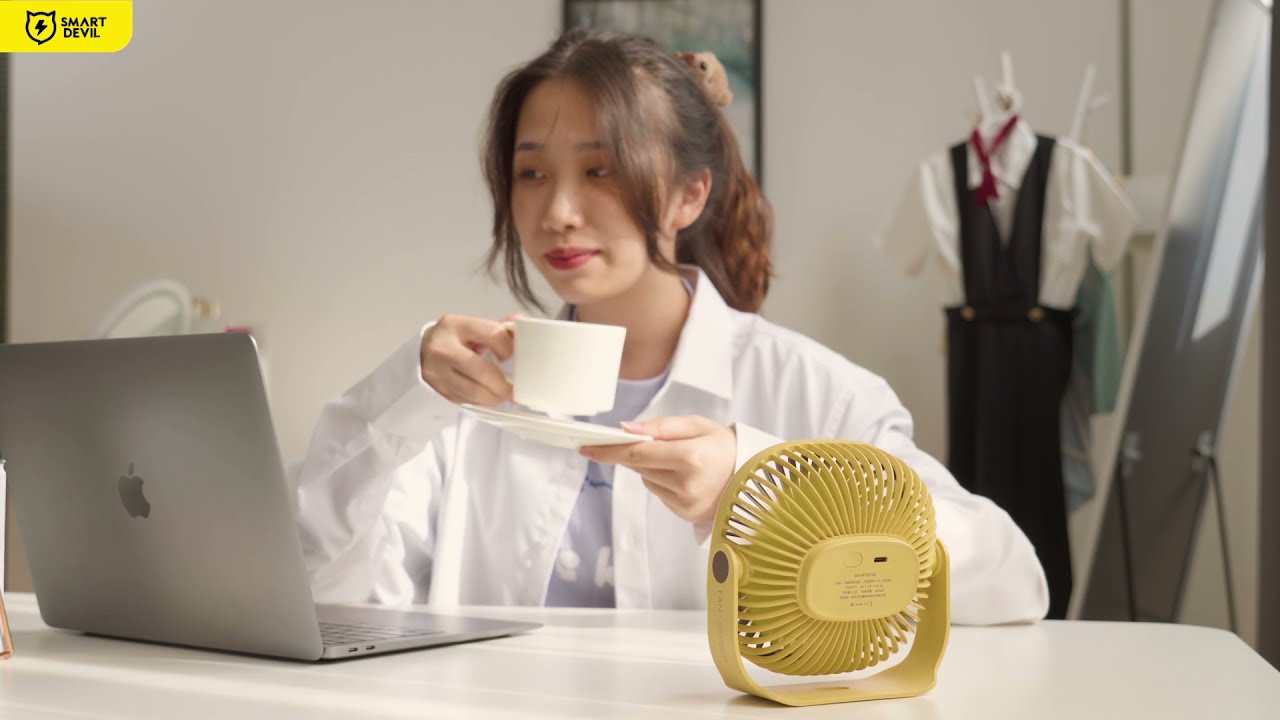 SmartDevil Small Rechargeable Desk Fan, 2000mAh Portable Personal Battery Operated Desktop Fan