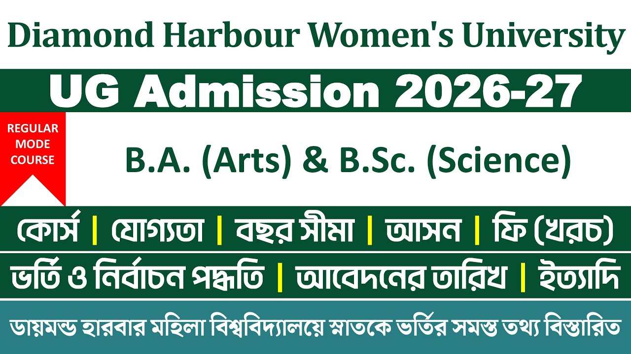 Diamond Harbour Women&rsquo;s University UG Admission 2026-2027: Full Information | BA, B.Sc