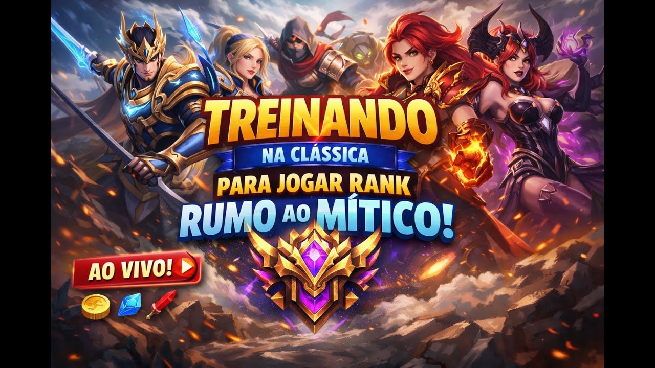 🔥 AO VIVO: Treinando na Clássica para AMASSAR na Rank | Rumo ao MÍTICO! | Mobile Legends