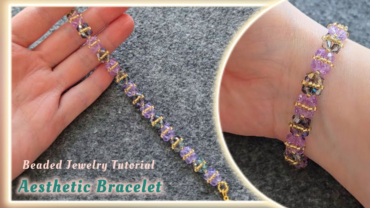 Işıltılı kristal bileklik yapımı. Aesthetic bracelet making. Violet & black diamond bicone. So easy!