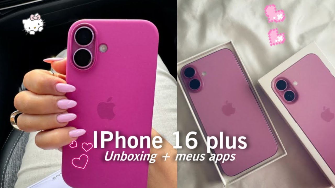 IPhone 16 plus pink unboxing+tour (256gb) 🩷 testando câmera e mostrando apps 💋