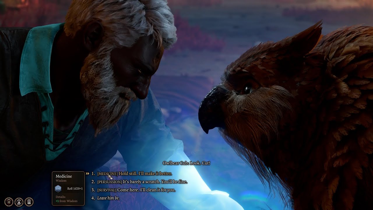 Baldur's Gate 3: Kind-hearted Duergar Dwarf helps the Owlbear Cub