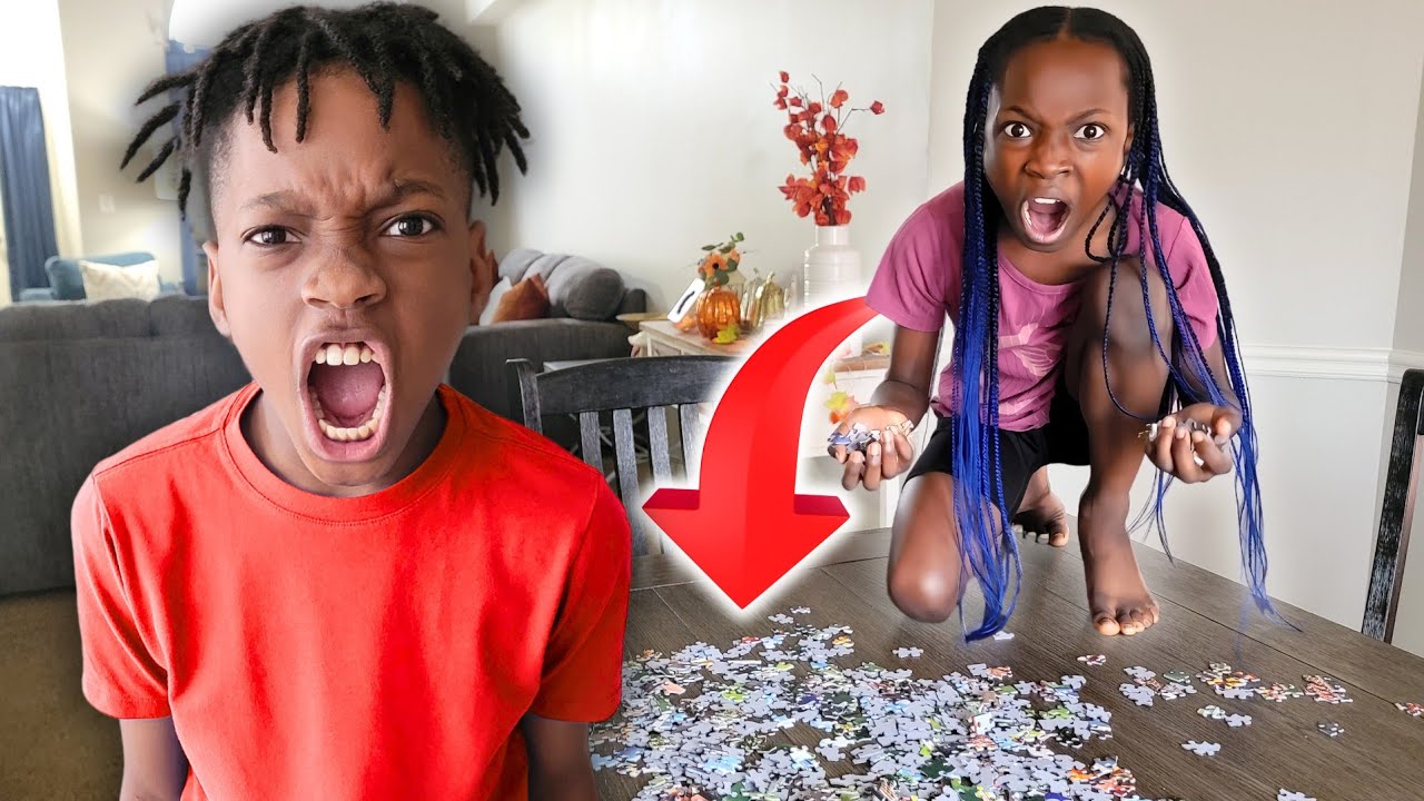 SISTER DESTROYS BIG BROTHER PUZZLE. SHE GOT IN BIG TROUBLE