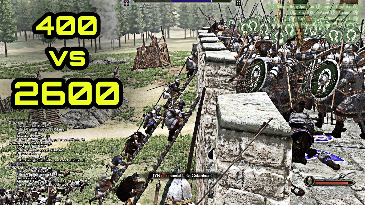 Defense City With 400 Men Army vs 2600 Men Army - Mount&Blade II Bannerlord