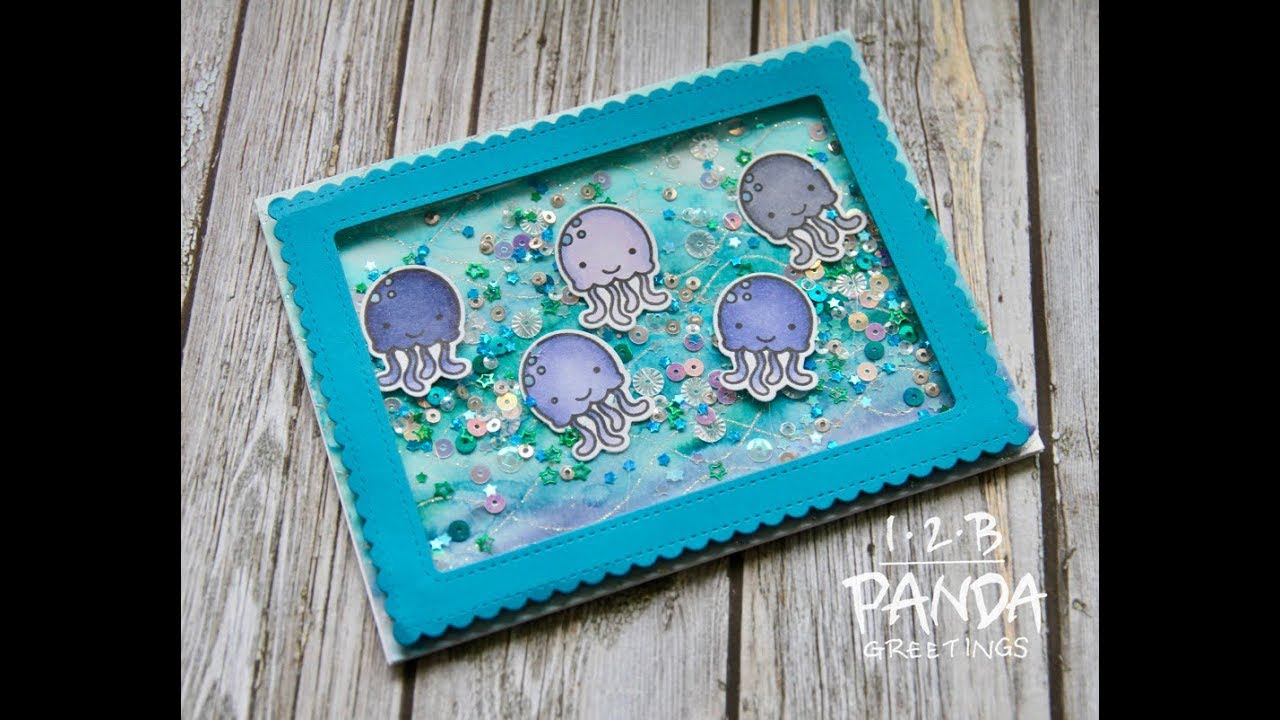 How To Make A Floating Jelly Fish Shaker Card| Lawn Fawn So Jelly Floating Shaker Card