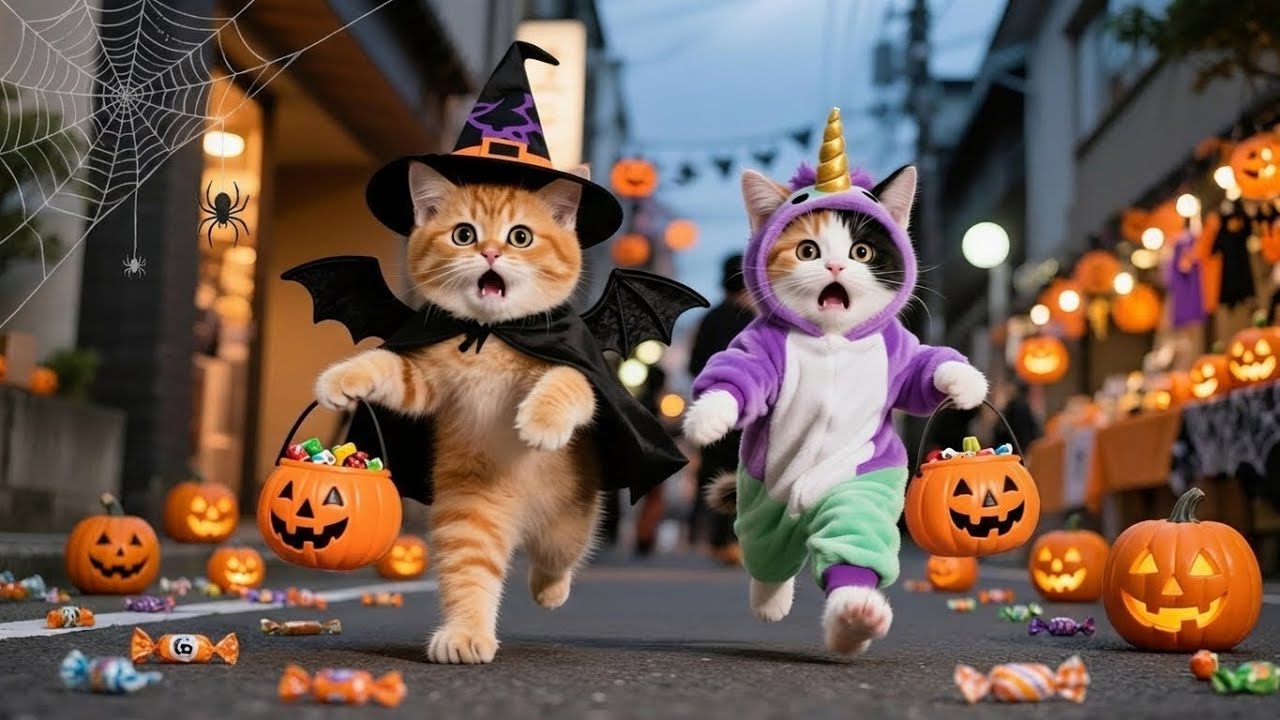 Halloween Night with Kittens Trick-or-Treat & Pumpkin Pie Wholesome CGI Story