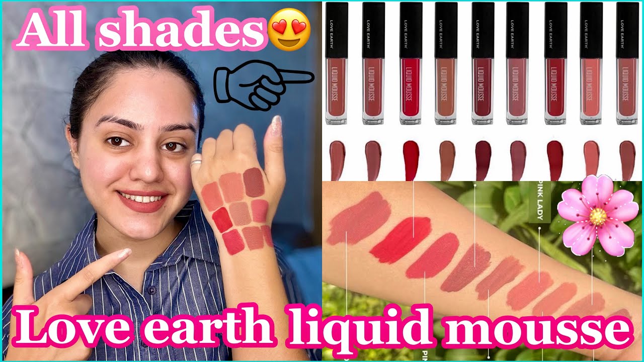 Love earth liquid mousse lipstick mini pack of 9😍 All shades swatches + review | kp styles