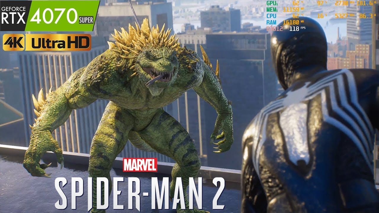 [ 4k 60fps ] Spiderman Vs Lizard - Epic Fight Scene - Ultra High Settings - RTX 4070 Super 12GB
