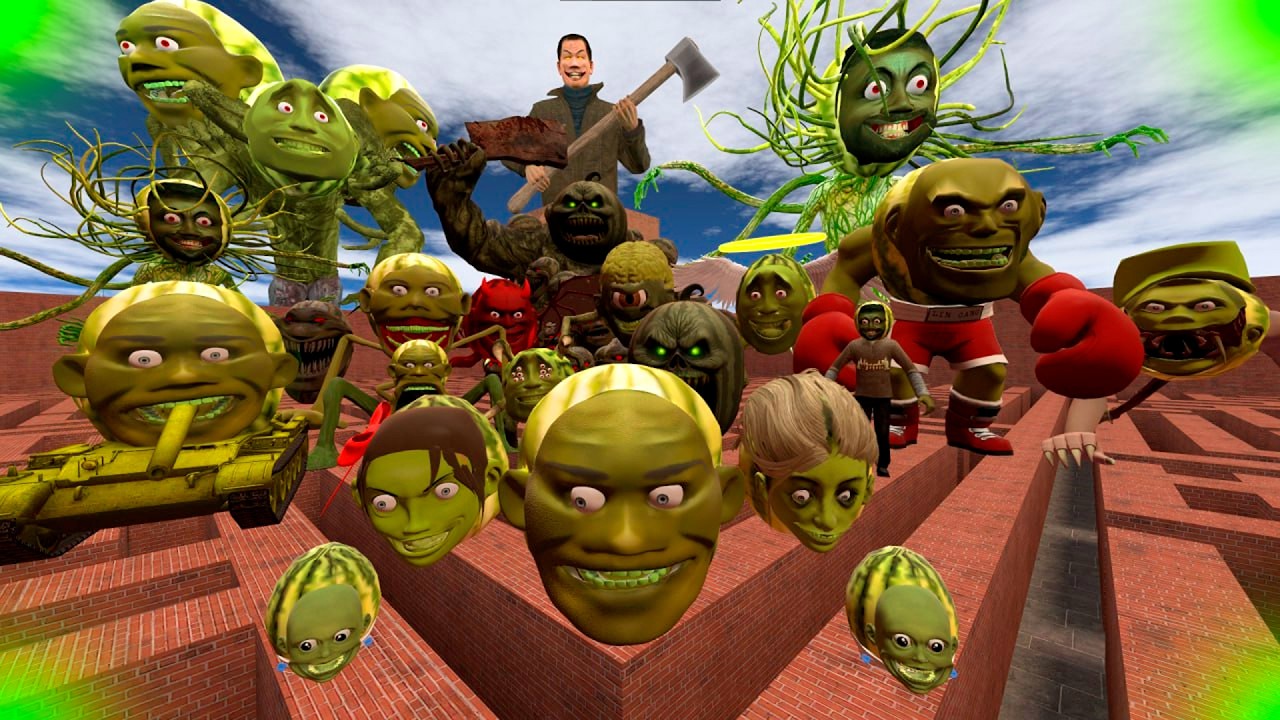 LIN GANG MELON Family and SCARY PARASITE BOSS Chasing Me in GARRY'S MOD!