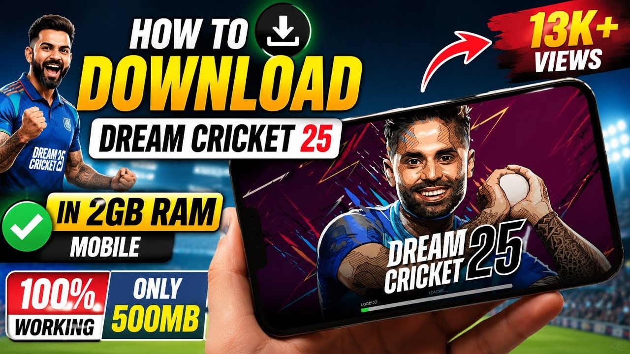 how to install dream cricket 25 in 2gb ram mobile for free| dream cricket 25| cricket| ahmed