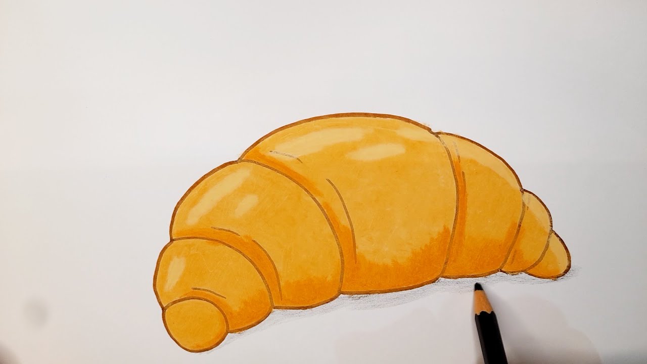 Drawing A Croissant Bread Easy